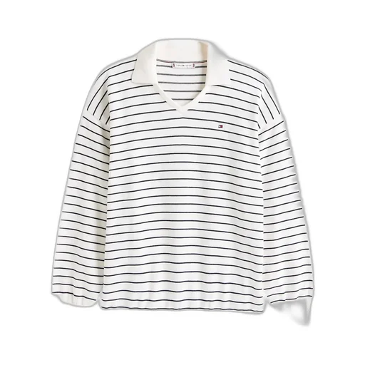 Striped V-Neck Polo Top