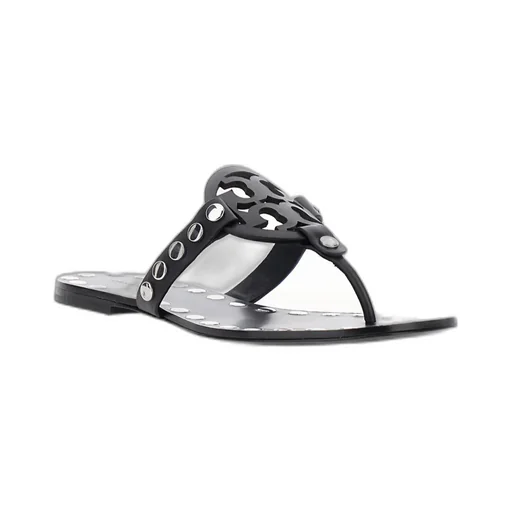 Leather Studded Flat Sandals