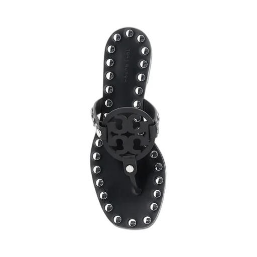 Leather Studded Flat Sandals