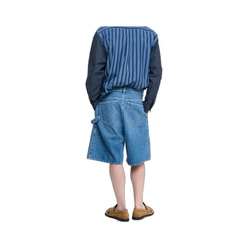Twisted Workwear Anchor-Patch Denim Shorts