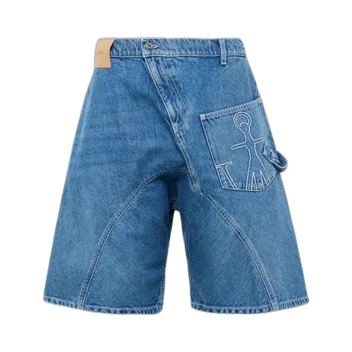 Twisted Workwear Anchor-Patch Denim Shorts