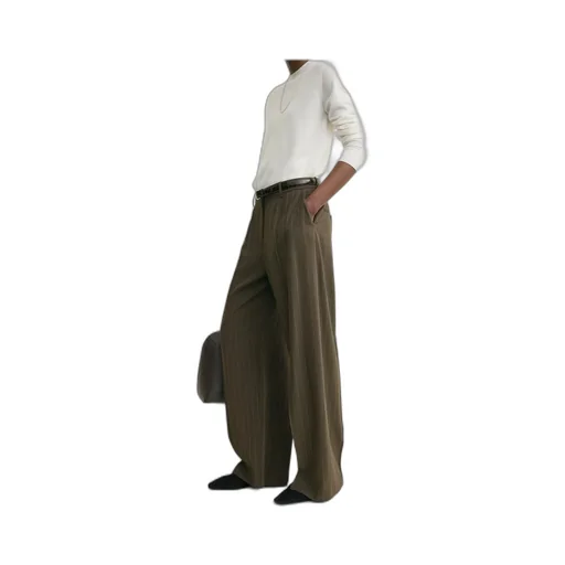 Pinstripe Wide Trousers