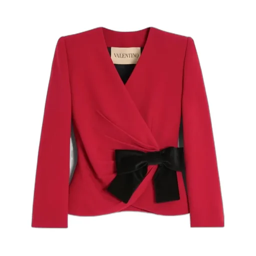 Wool Crepe Jacket With Contrasting Bow