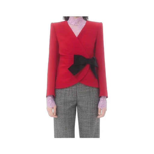 Wool Crepe Jacket With Contrasting Bow