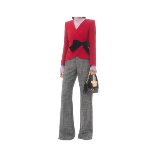 Wool Crepe Jacket With Contrasting Bow