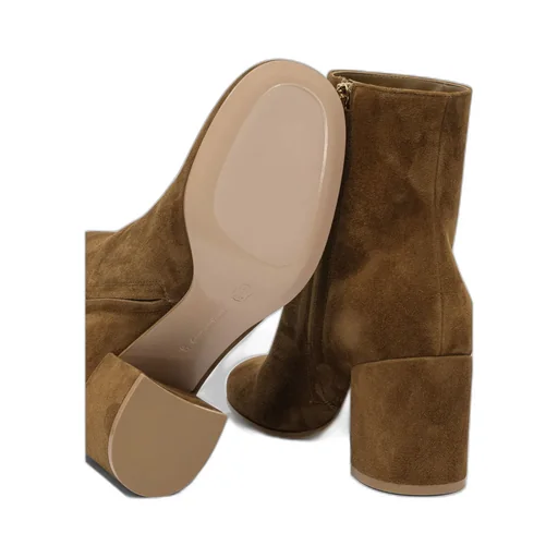 Block-Heel Suede Boots