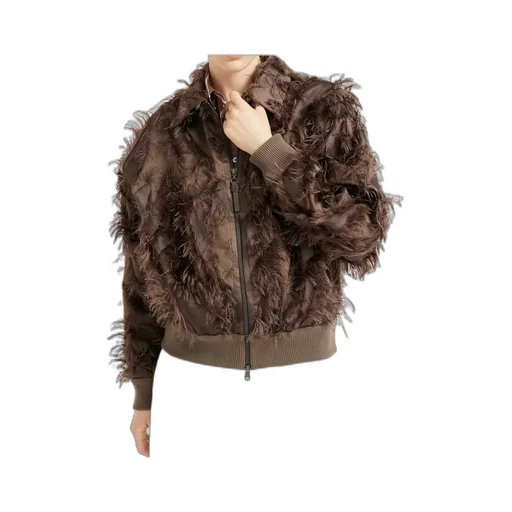 Brunello Cucinelli Zip-Up Ribbed Hem Bomber Jacket
