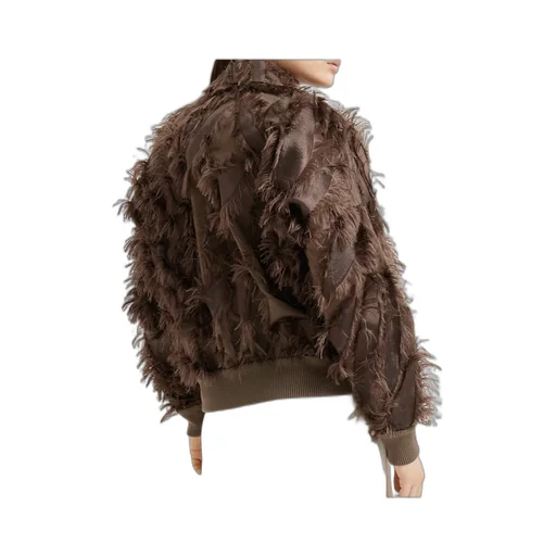 Brunello Cucinelli Zip-Up Ribbed Hem Bomber Jacket