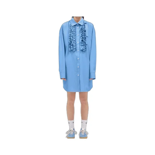 Msgm Ruffled Curved Hem Mini Dress