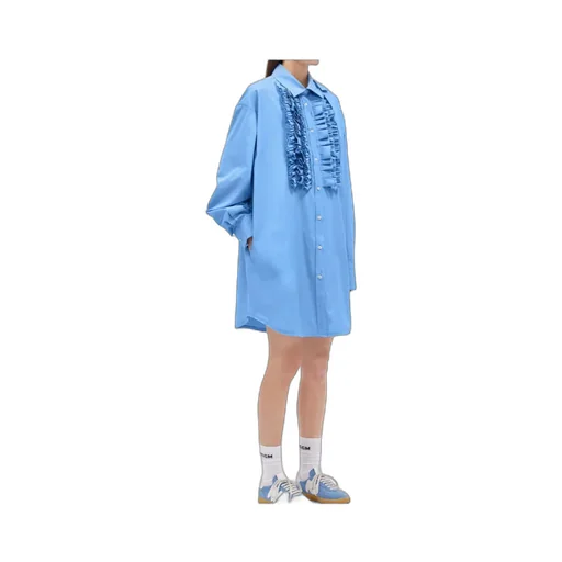 Msgm Ruffled Curved Hem Mini Dress