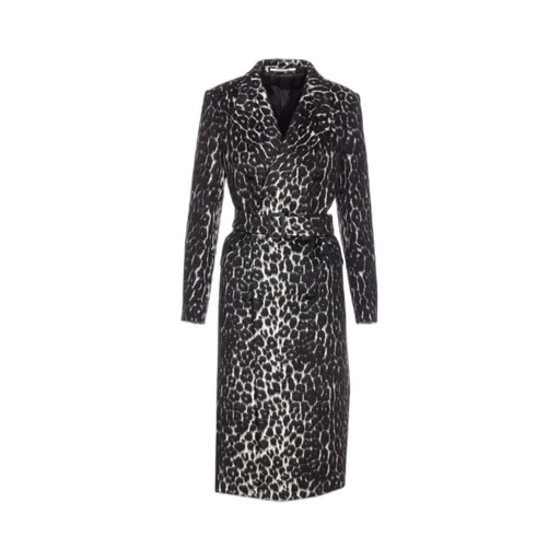 Double-Breasted Coat With Leopard Print