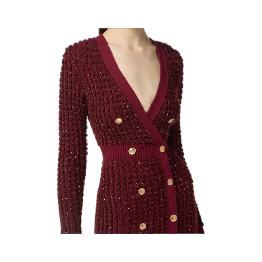 Elisabetta Franchi Sequinned Boucle Knitted Dress