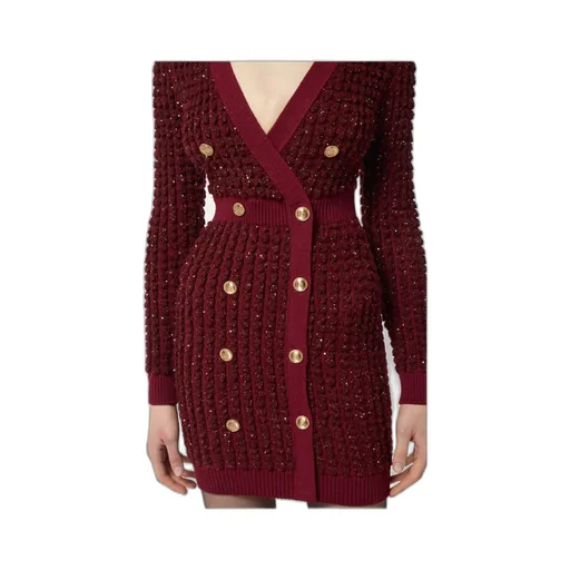 Elisabetta Franchi Sequinned Boucle Knitted Dress