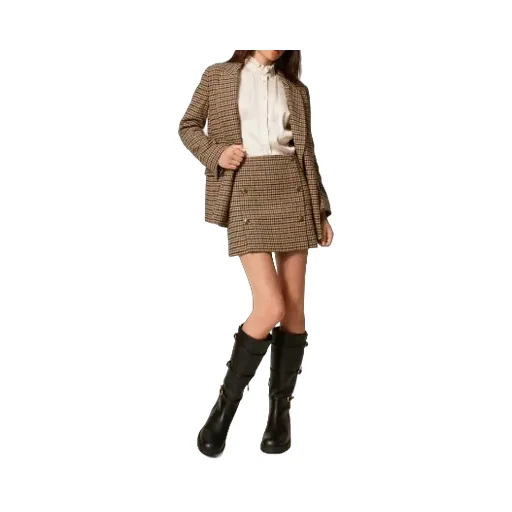 Checked-Print Single-Breasted Blazer