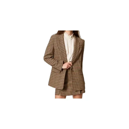 Checked-Print Single-Breasted Blazer