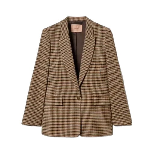 Checked-Print Single-Breasted Blazer