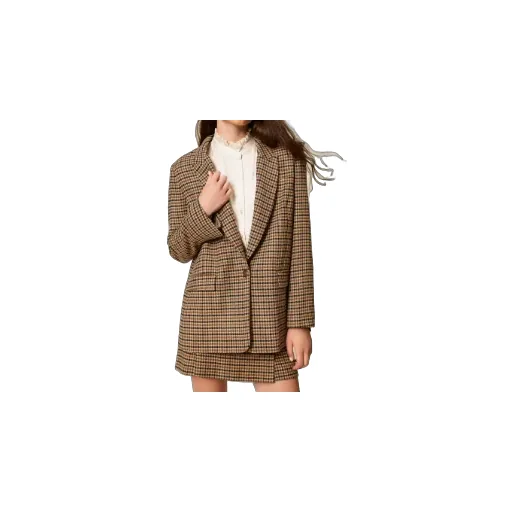 Checked-Print Single-Breasted Blazer