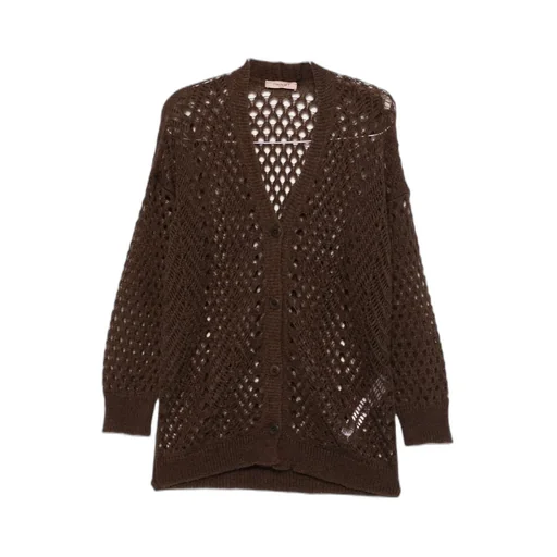 Twinset Open-Knit V-Neck Cardigan