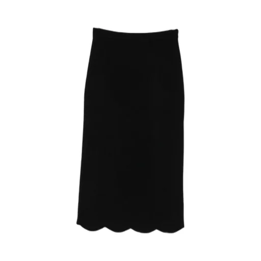 Scallop-Hem Midi Skirt