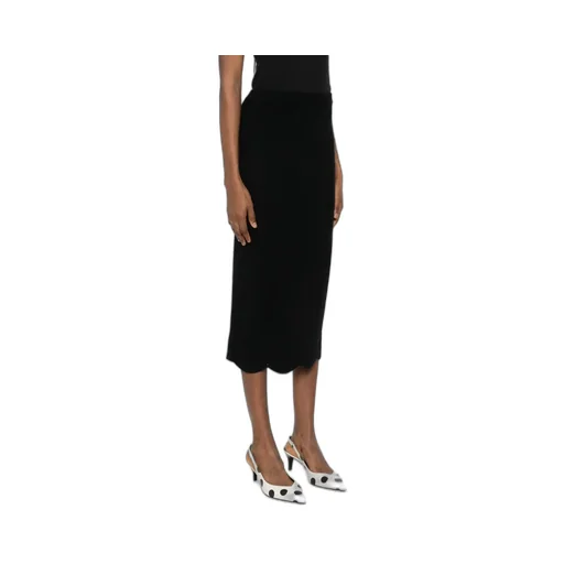 Scallop-Hem Midi Skirt