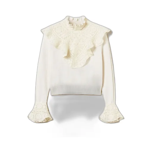 Lace-Trimmed Ruffled Jumper