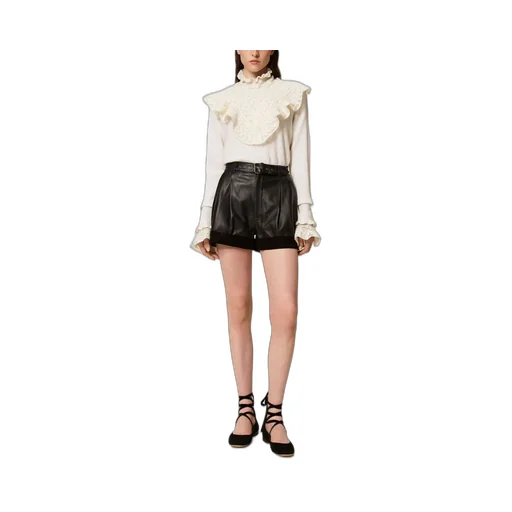 Lace-Trimmed Ruffled Jumper