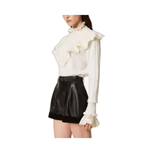 Lace-Trimmed Ruffled Jumper