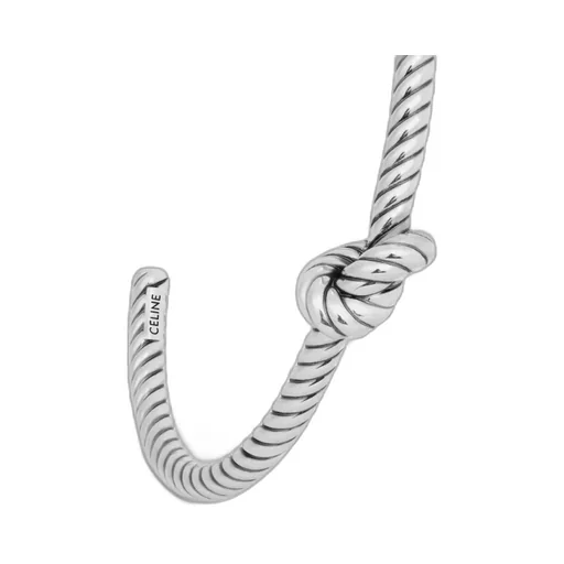 Knot Cord Patterned Cuff In Brass With Rhodium Finish
