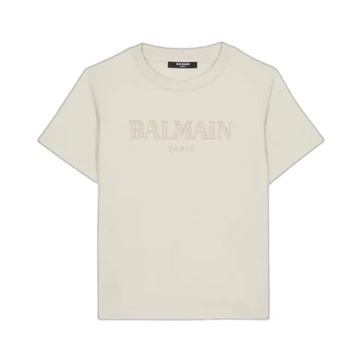 Balmain Kids Logo Embroidered Crewneck T-Shirt