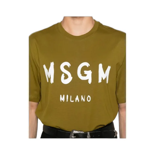 Msgm Logo Printed Crewneck T-Shirt