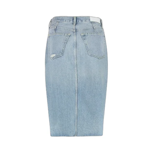 Re/Done Frayed Hem Denim Skirt