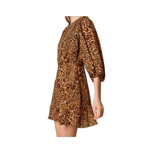 Leopard-Print Puff-Sleeve Mini Dress