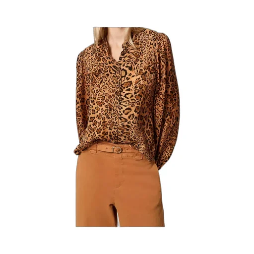 Leopard-Print Mock-Neck Shirt