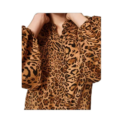 Leopard-Print Mock-Neck Shirt