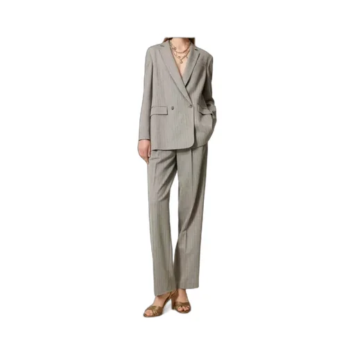 Pinstriped Pleated Trousers