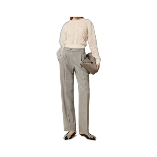Pinstriped Pleated Trousers