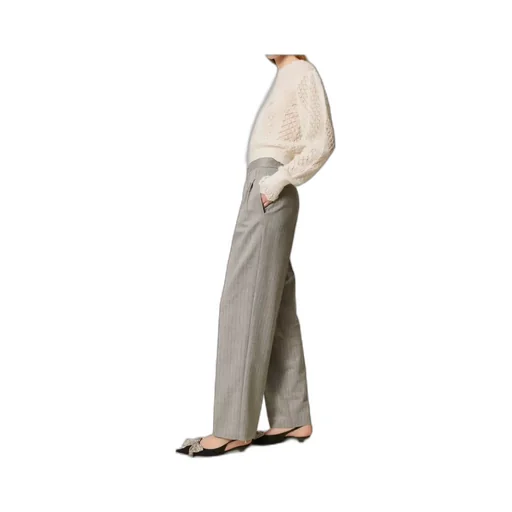 Pinstriped Pleated Trousers