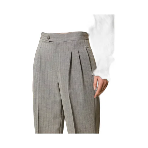Pinstriped Pleated Trousers