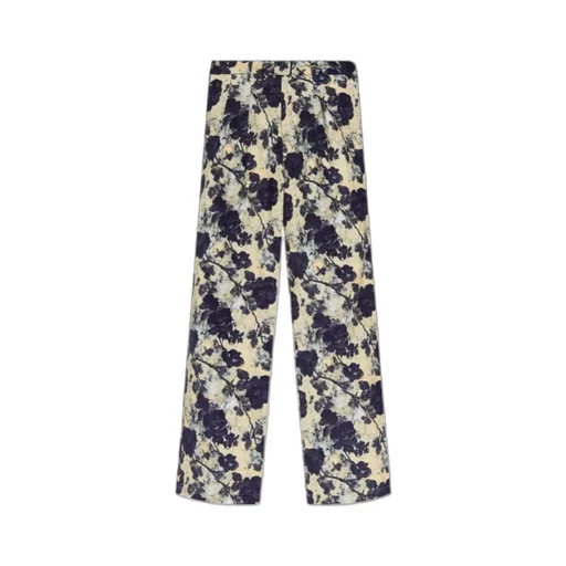 Floral-Print Pleated Trousers