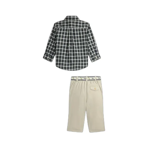 Plaid-Pattern Shirt Pant Set
