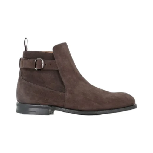 Buckle-Strap Suede Boots