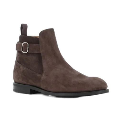 Buckle-Strap Suede Boots