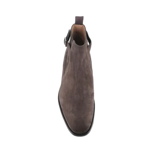 Buckle-Strap Suede Boots
