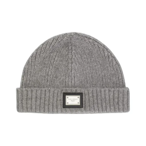 Ribbed Logo-Plaque Beanie Hat