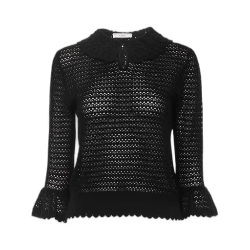 Chloé Elbow-Sleeve Collar Sweater