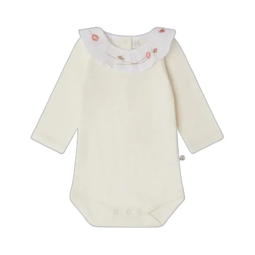 June Organic Cotton Daisy Embroidered Collar Bodysuit