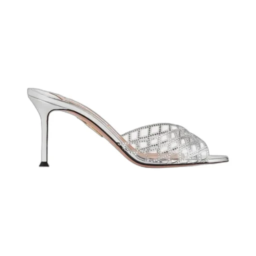 75Mm Crystal-Embellished Lattice Mules