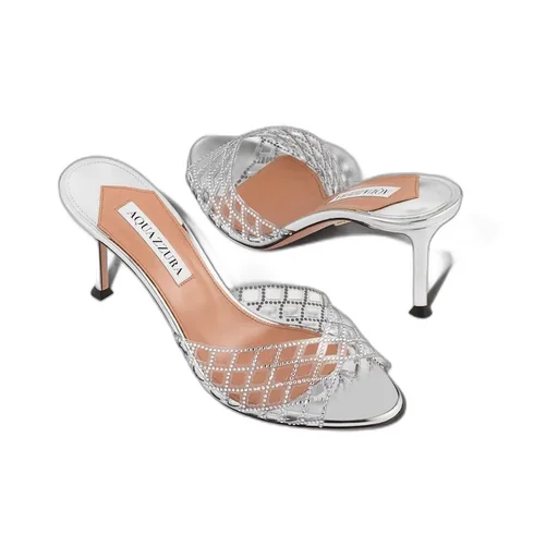75Mm Crystal-Embellished Lattice Mules