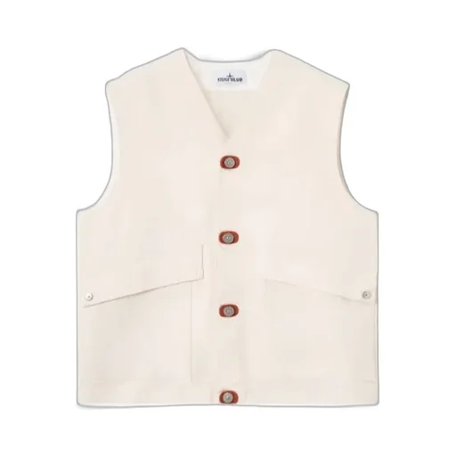 Vest With Button Fastening And Rubber Patches