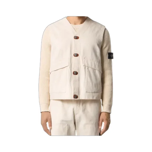 Vest With Button Fastening And Rubber Patches